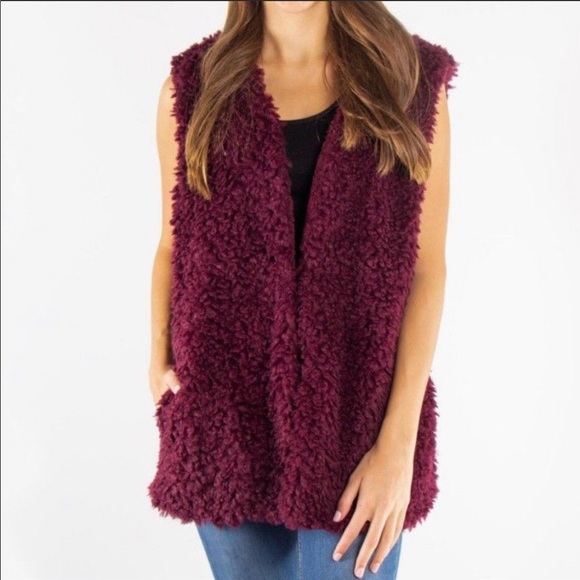 LOF Faux Fur Blush Pink Sherpa Style Vest One Size - Picture 7 of 7